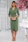 Rochie verde office midi din stofa elastica cu accesoriu tip lant 3 - StarShinerS.ro