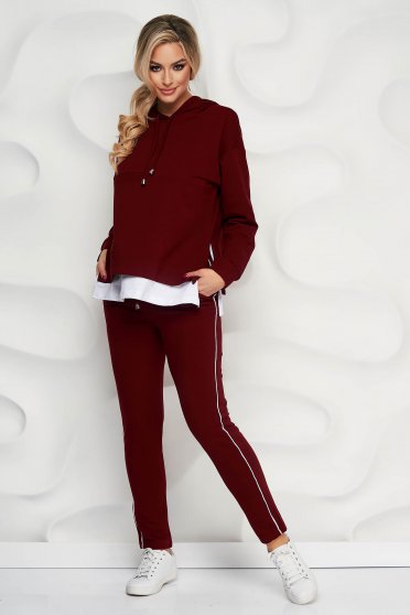 Sport 2 pieces, Burgundy sport 2 piece cotton loose fit - StarShinerS.com