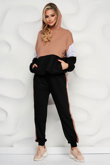 Casual cappuccino from two pieces sport 2 pieces with trousers slightly elastic cotton