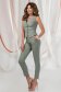 Khaki long tapered trousers made of slightly stretchy fabric with medium waist - PrettyGirl 2 - StarShinerS.com