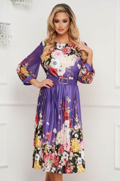 Dress with floral print midi cloche soft fabric