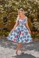 Dress cloche with floral print with pockets midi elastic cloth - StarShinerS 5 - StarShinerS.com