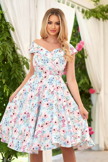 StarShinerS dress elegant cloche cloth with floral print with pockets padded bust