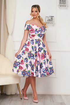 StarShinerS dress elegant cloche cloth with floral print with pockets padded bust