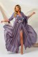 Purple chiffon wrap dress with elastic waist - PrettyGirl 1 - StarShinerS.com