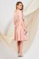 Light Pink Veil Midi A-Line Dress with Crossover Neckline - PrettyGirl 2 - StarShinerS.com