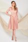 Light Pink Veil Midi A-Line Dress with Crossover Neckline - PrettyGirl 1 - StarShinerS.com