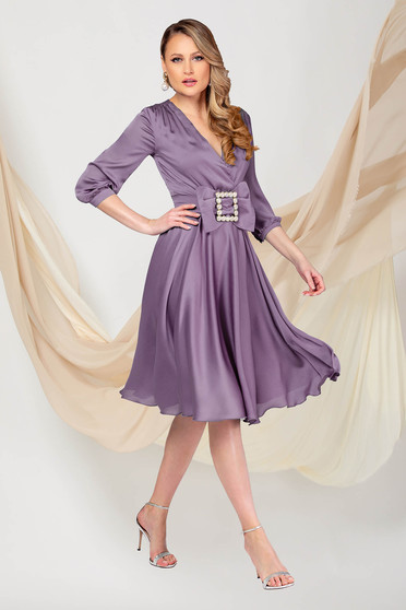 Elegant dresses, Lightpurple dress midi cloche from veil fabric wrap over front - StarShinerS.com