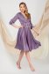 Light Purple Voile Midi A-Line Dress with Crossover Neckline - PrettyGirl 1 - StarShinerS.com