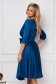 Petrol blue dress midi cloche from satin wrap over front 2 - StarShinerS.com