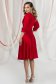Red dress midi cloche from satin wrap over front 4 - StarShinerS.com