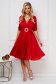Red dress midi cloche from satin wrap over front 3 - StarShinerS.com