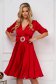 Red dress midi cloche from satin wrap over front 1 - StarShinerS.com