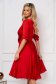 Red dress midi cloche from satin wrap over front 2 - StarShinerS.com