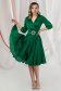 Green dress midi cloche from satin wrap over front 3 - StarShinerS.com