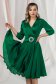 Green dress midi cloche from satin wrap over front 1 - StarShinerS.com