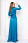 Blue dress long cloche from veil fabric wrinkled material with deep cleavage 4 - StarShinerS.com