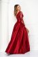 Burgundy dress cloche long laced taffeta wrap over front 4 - StarShinerS.com