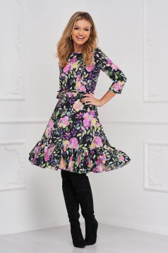 Dress midi cloche with floral print georgette - StarShinerS