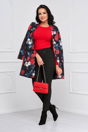 Overcoat elastic cloth with floral print lateral pockets straight - StarShinerS