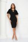 Black fabric knee-length pencil dress with bell sleeves - StarShinerS 3 - StarShinerS.com