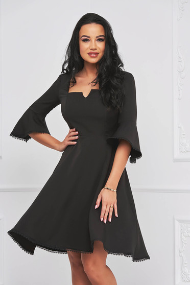 - StarShinerS black dress cloche elastic cloth with ruffled sleeves