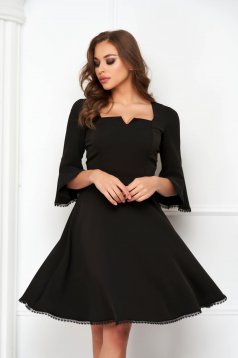 Black dress cloche elastic cloth with ruffled sleeves - StarShinerS