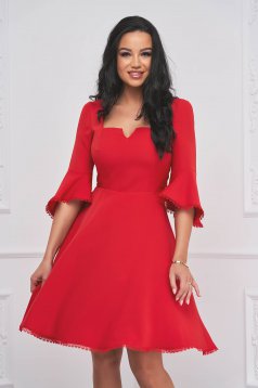 - StarShinerS red dress cloche elastic cloth with ruffled sleeves