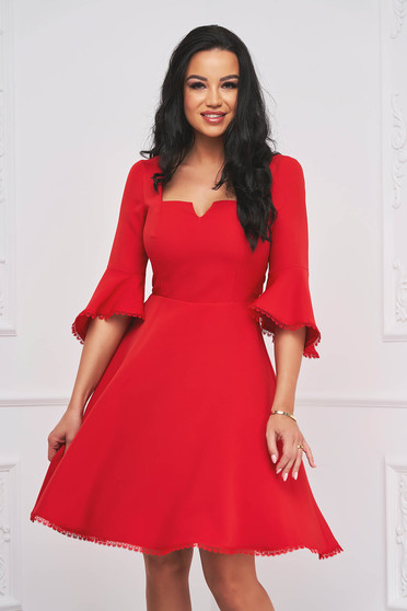Elegant dresses, Red dress cloche elastic cloth with ruffled sleeves - StarShinerS - StarShinerS.com