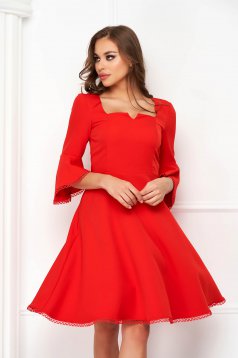 Red dress cloche elastic cloth with ruffled sleeves - StarShinerS