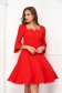 Red dress cloche elastic cloth with ruffled sleeves - StarShinerS 1 - StarShinerS.com