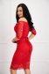 Red midi dress with tented cut from laced fabric off-shoulder - StarShinerS 2 - StarShinerS.com
