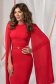Rochie din stofa elastica rosie midi tip creion cu maneci din voal plisat - PrettyGirl 1 - StarShinerS.ro