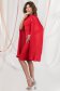 Red dress midi pencil elastic cloth with veil sleeves pleated 5 - StarShinerS.com
