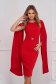 Red dress midi pencil elastic cloth with veil sleeves pleated 3 - StarShinerS.com