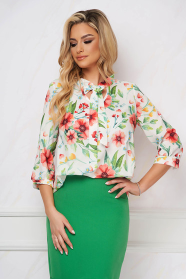 Blouses, StarShinerS women`s blouse with floral print loose fit thin fabric office - StarShinerS.com