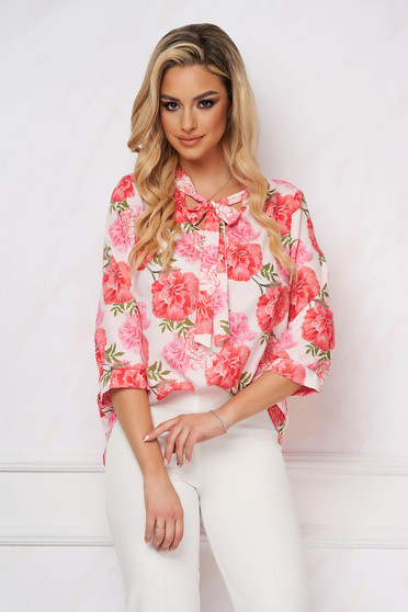 Blouses & Shirts, StarShinerS women`s blouse with floral print loose fit thin fabric office - StarShinerS.com