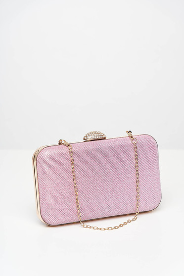 Lightpink bag occasional metallic chain accessory with crystal embellished details