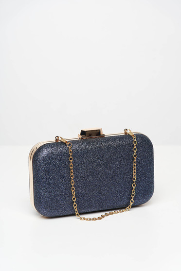 Darkblue bag occasional metallic chain accessory with glitter details detachable chain