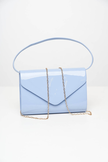 Lightblue bag occasional from ecological varnished leather clutch