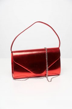 Red bag clutch occasional from ecological leather metallic color