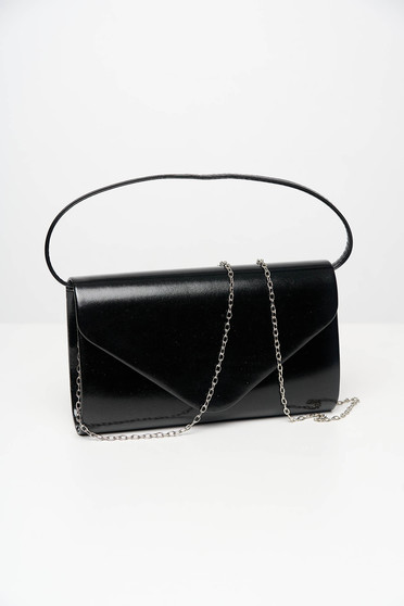 Black bag clutch occasional from ecological leather metallic color