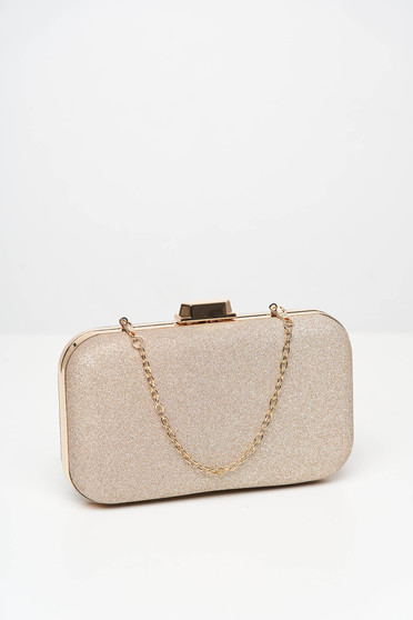 Cappuccino bag occasional metallic chain accessory with glitter details detachable chain