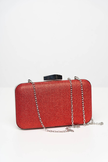 Silver bag occasional accessorized with chain detachable chain with crystal embellished details