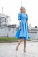 Blue dress midi cloche elastic cloth v back neckline - StarShinerS 1 - StarShinerS.com