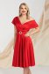 Red dress cloche midi taffeta naked shoulders 2 - StarShinerS.com