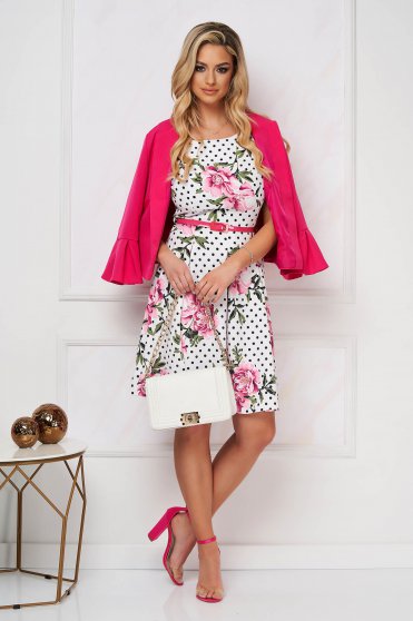 Dress office cloche elastic cloth short cut with floral print