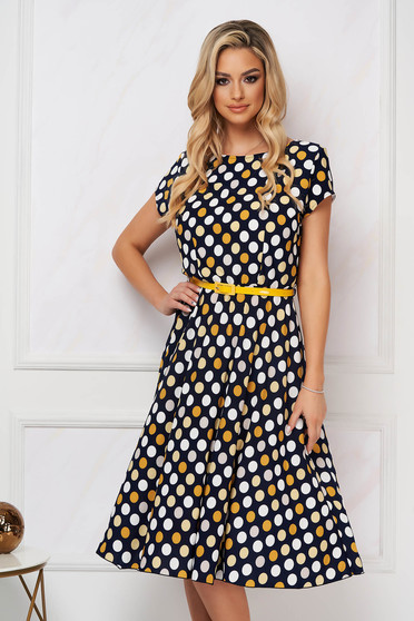 Dress cloche with elastic waist midi lycra dots print