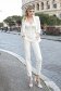 Ivory slightly elastic fabric trousers with high waist and metallic fringes - StarShinerS 6 - StarShinerS.com