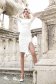 Ivory Elastic Fabric Short Pencil Dress with Metallic Fringes - StarShinerS 4 - StarShinerS.com